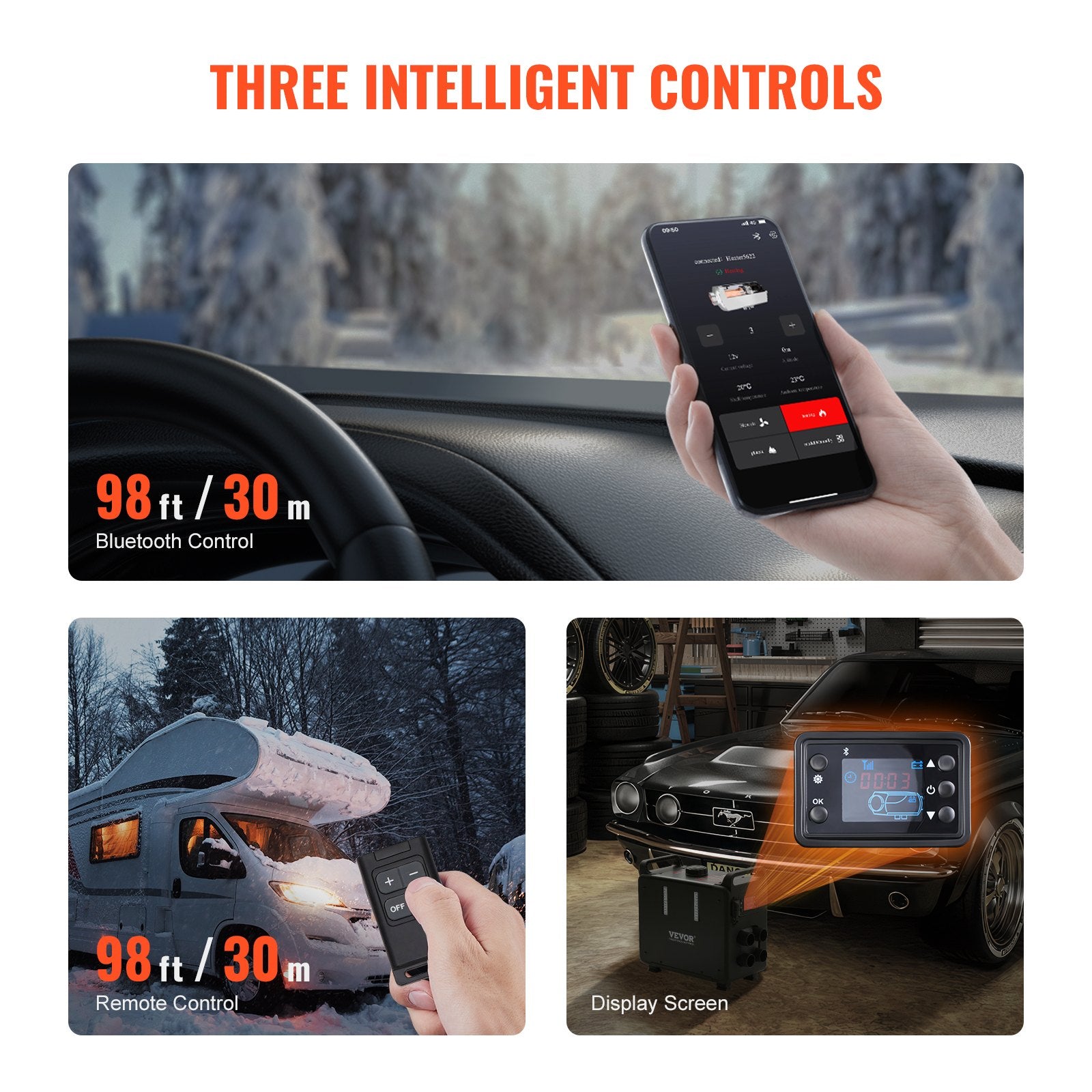 8KW Diesel Heater, 12V/24V All in One Diesel Air Heater, Bluetooth APP Control, Remote Control and Display Screen, CO Alarm, Fast Heating Vertical Portable Diesel Heater for Vehicles, Garage - Image 6