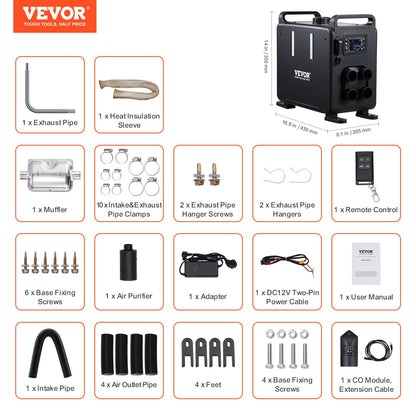 8KW Diesel Heater, 12V/24V All in One Diesel Air Heater, Bluetooth APP Control, Remote Control and Display Screen, CO Alarm, Fast Heating Vertical Portable Diesel Heater for Vehicles, Garage - Image 7