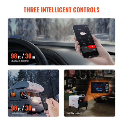 8KW Diesel Heater, 12V/24V All in One Diesel Air Heater, with Bluetooth APP Control, Remote Control and Display Screen, CO Alarm, Fast Heating Portable Diesel Heater for Vehicles and Outdoors - Image 6