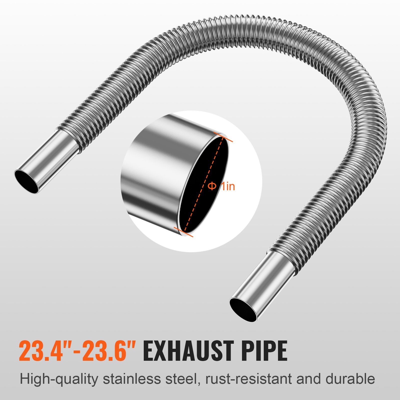 Diesel Heater Pipe Ducting Set, 3" Extendable Air Duct Hose, 1" Stainless Steel Exhaust Pipe, 2 Air Vents, Tee Air Outlet Connector and Hose Clamps, for 2KW/5KW/8KW Diesel Parking Heaters - Image 5
