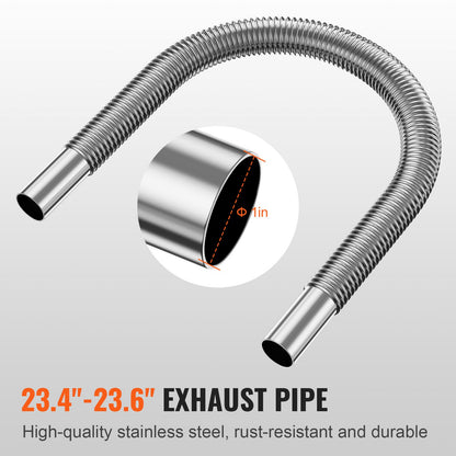 Diesel Heater Pipe Ducting Set, 3" Extendable Air Duct Hose, 1" Stainless Steel Exhaust Pipe, 2 Air Vents, Tee Air Outlet Connector and Hose Clamps, for 2KW/5KW/8KW Diesel Parking Heaters - Image 5