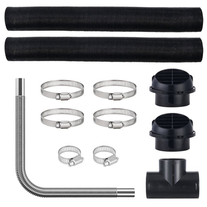 Diesel Heater Pipe Ducting Set, 3" Extendable Air Duct Hose, 1" Stainless Steel Exhaust Pipe, 2 Air Vents, Tee Air Outlet Connector and Hose Clamps, for 2KW/5KW/8KW Diesel Parking Heaters - Image 9