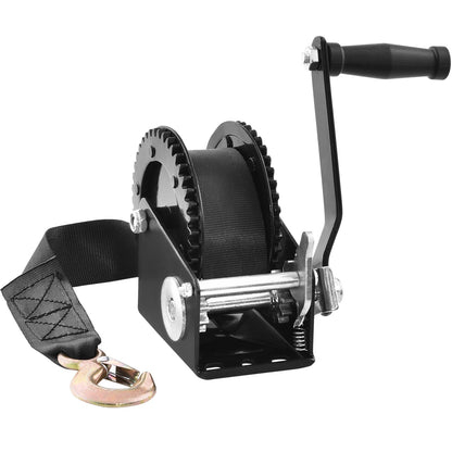 Hand Winch, 907.1 kg Pulling Capacity, Boat Trailer Winch Heavy Duty Rope Crank with 7 m Polyester Strap and Two-Way Ratchet, Manual Operated Hand Crank Winch for Trailer, Boat or ATV Towing - Image 9
