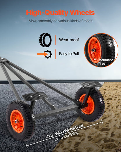 420lbs Boat Trailer Dolly Mover Adjustable Length with 15.7 in Pneumatic Tires - Image 4