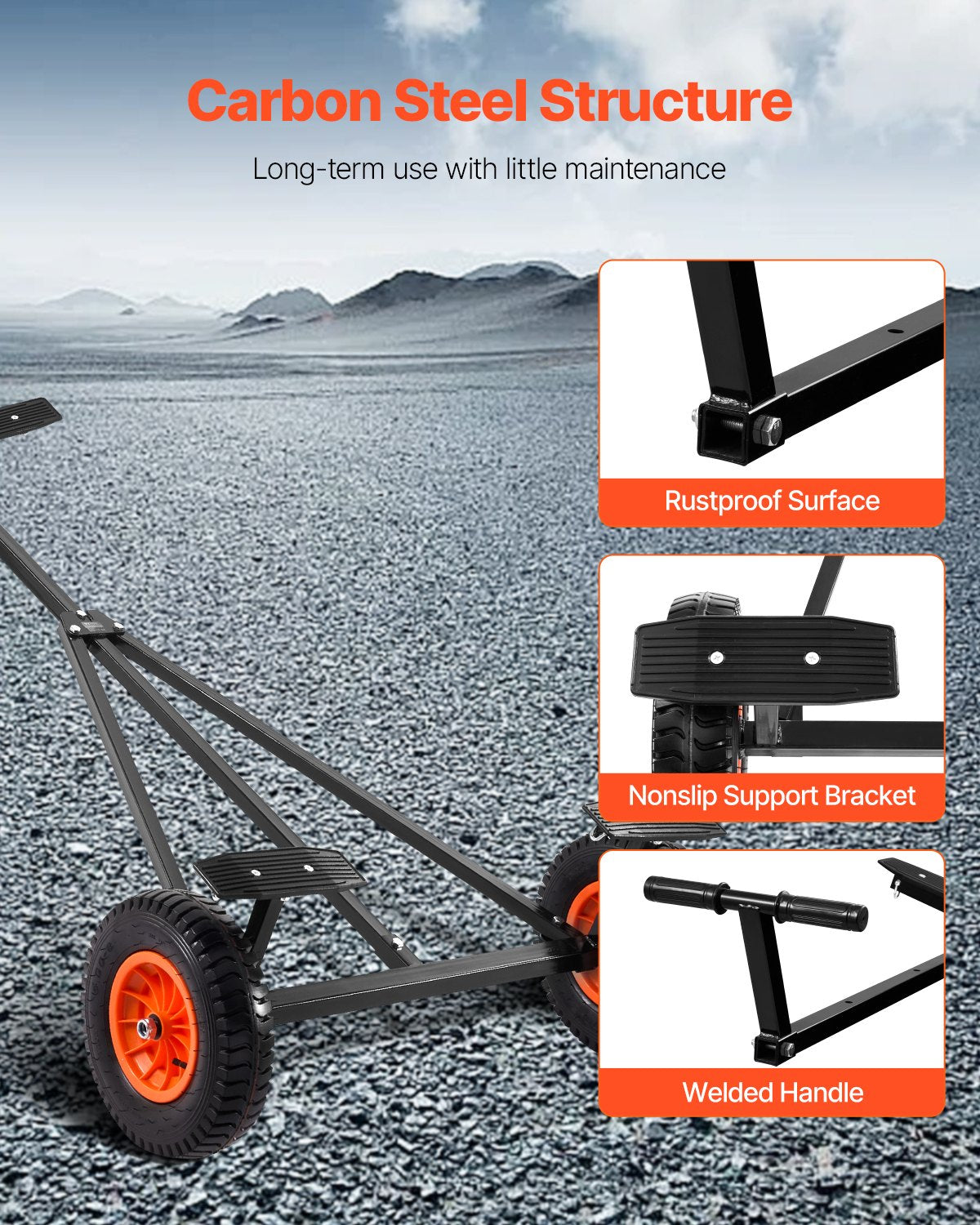 420lbs Boat Trailer Dolly Mover Adjustable Length with 15.7 in Pneumatic Tires - Image 5