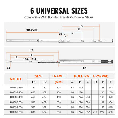 10 Pairs of 609.6mm Drawer Slides Side Mount Rails, Heavy Duty Full Extension Steel Track, Soft-Close Noiseless Guide Glides Cabinet Kitchen Runners with Ball Bearing, 100 Lbs Load Capacity - Image 5