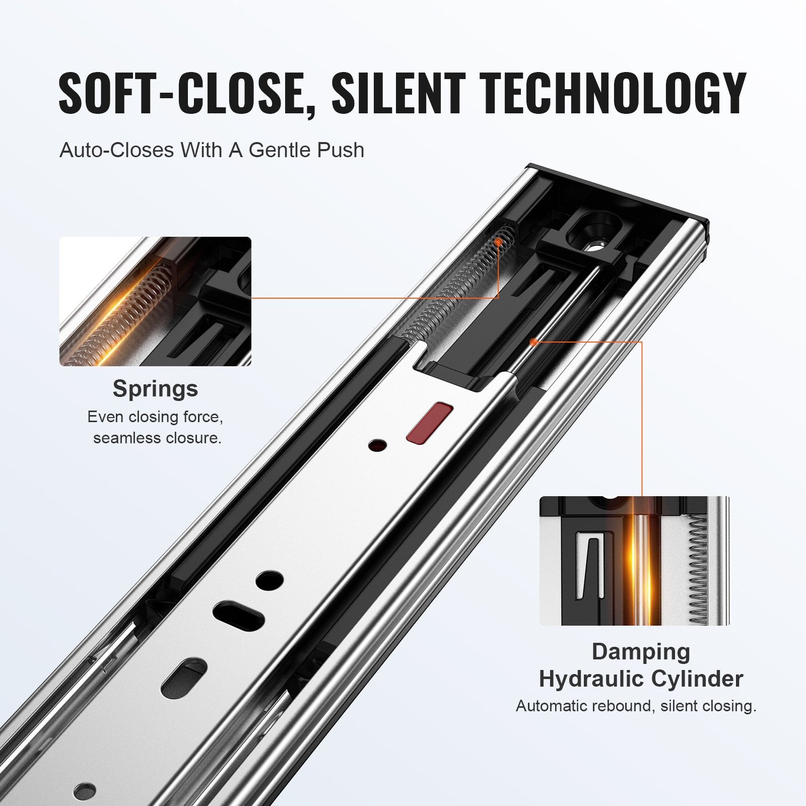 10 Pairs of 558.8mm Drawer Slides Side Mount Rails, Heavy Duty Full Extension Steel Track, Soft-Close Noiseless Guide Glides Cabinet Kitchen Runners with Ball Bearing, 100 Lbs Load Capacity - Image 3