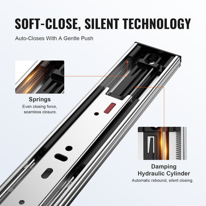 10 Pairs of 558.8mm Drawer Slides Side Mount Rails, Heavy Duty Full Extension Steel Track, Soft-Close Noiseless Guide Glides Cabinet Kitchen Runners with Ball Bearing, 100 Lbs Load Capacity - Image 3