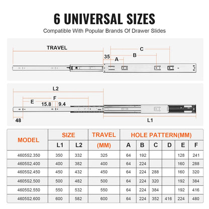 6 Pairs of 457.2mm Drawer Slides Side Mount Rails, Heavy Duty Full Extension Steel Track, Soft-Close Noiseless Guide Glides Cabinet Kitchen Runners with Ball Bearing, 100 Lbs Load Capacity - Image 5