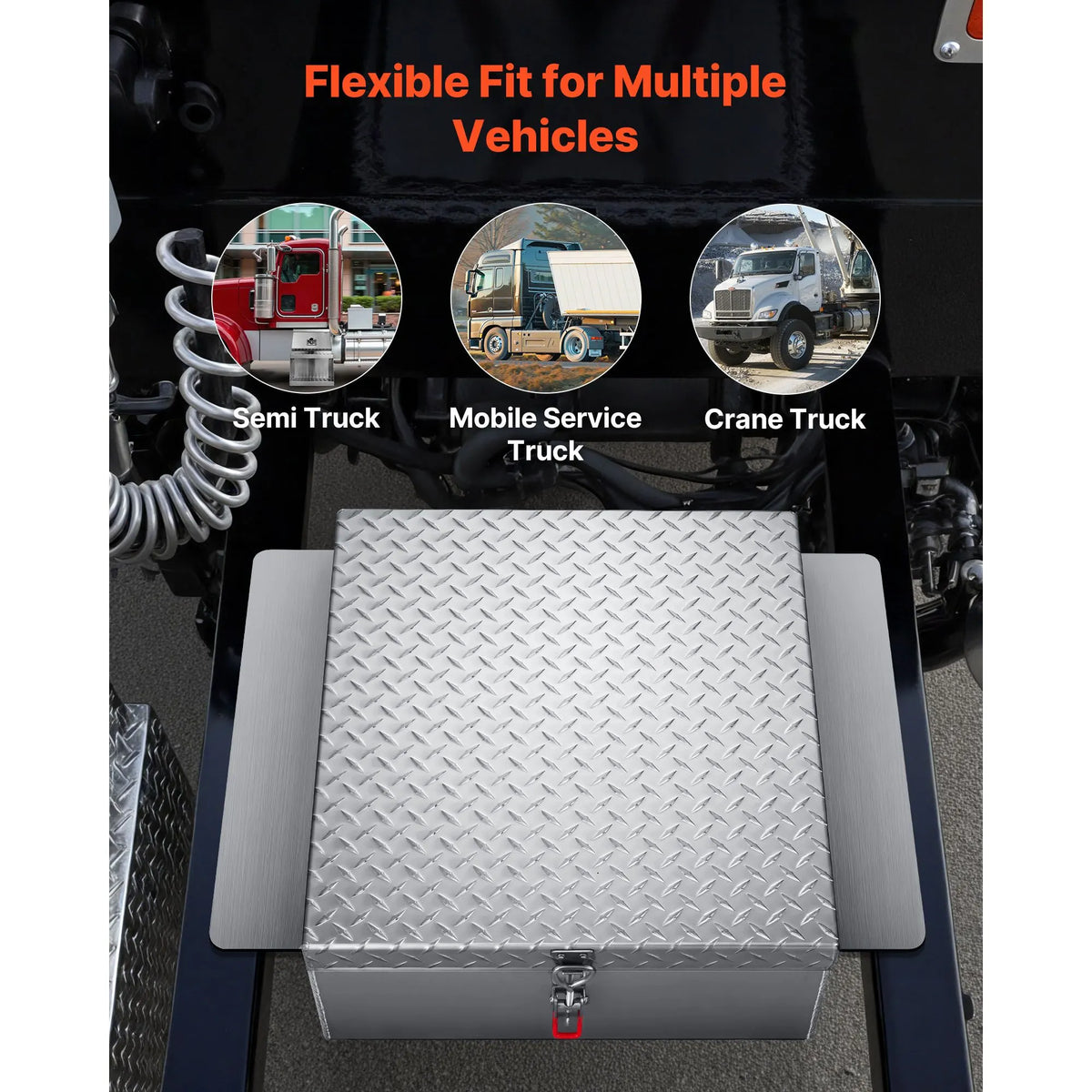 Truck Bed Tool Box, Heavy Duty Aluminum Tool Box with Diamond Plate, Storage Toolbox Chest Organizer Supports up to 100 kg, Ideal for Pickup, Truck Bed, RV, Trailer, 770 x 610 x 230 mm, Silver - Image 6