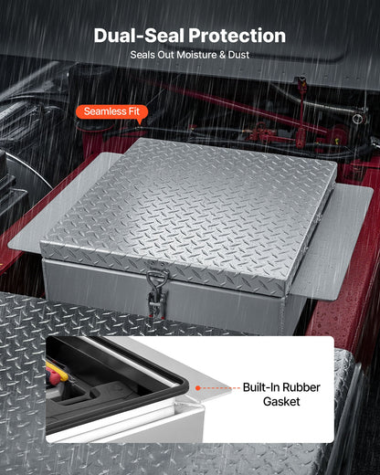 Truck Bed Tool Box, Heavy Duty Aluminum Tool Box with Diamond Plate, Storage Toolbox Chest Organizer Supports up to 100 kg, Ideal for Pickup, Truck Bed, RV, Trailer, 770 x 610 x 230 mm, Silver - Image 3