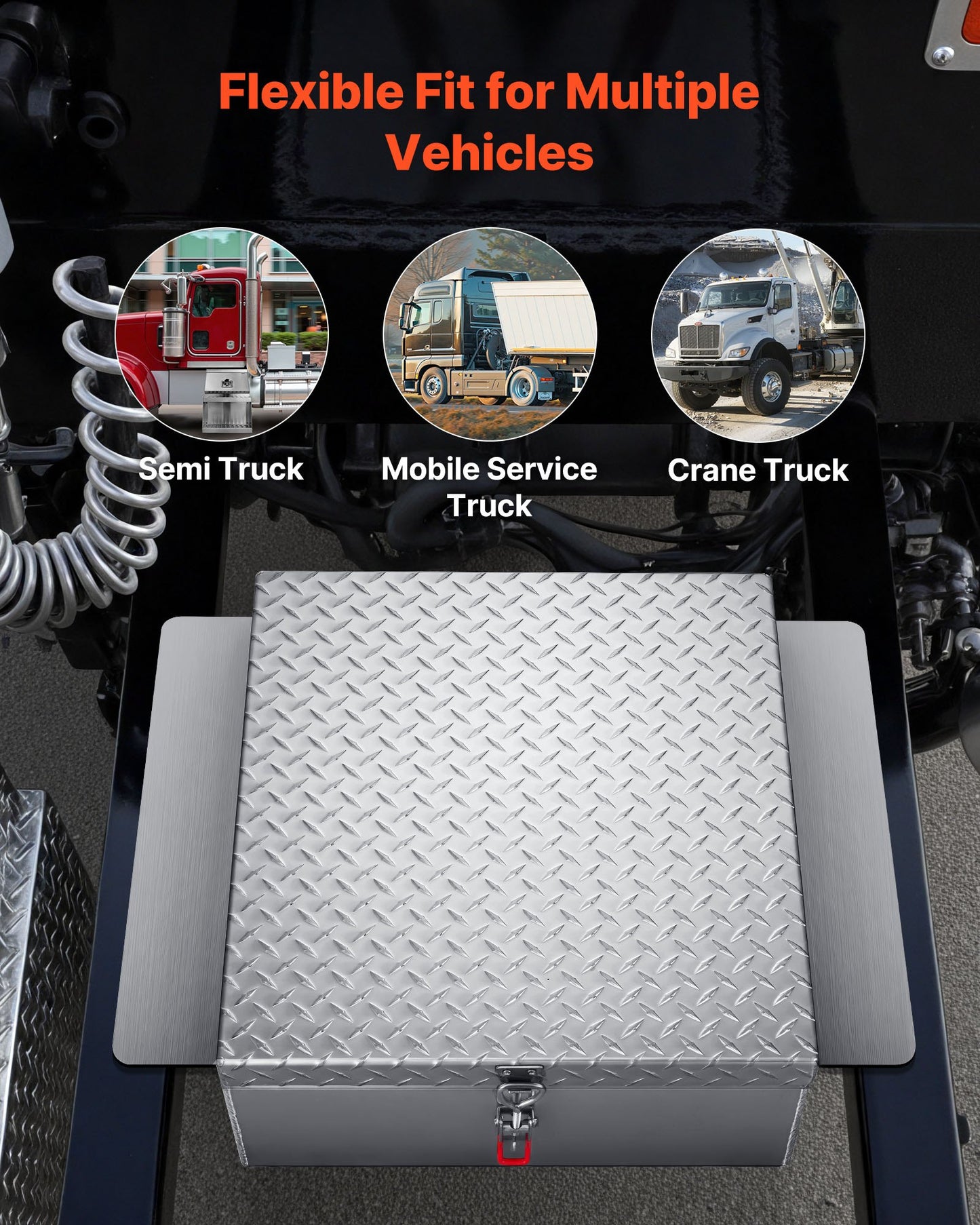 Truck Bed Tool Box, Heavy Duty Aluminum Tool Box with Diamond Plate, Storage Toolbox Chest Organizer Supports up to 100 kg, Ideal for Pickup, Truck Bed, RV, Trailer, 770 x 610 x 230 mm, Silver - Image 6