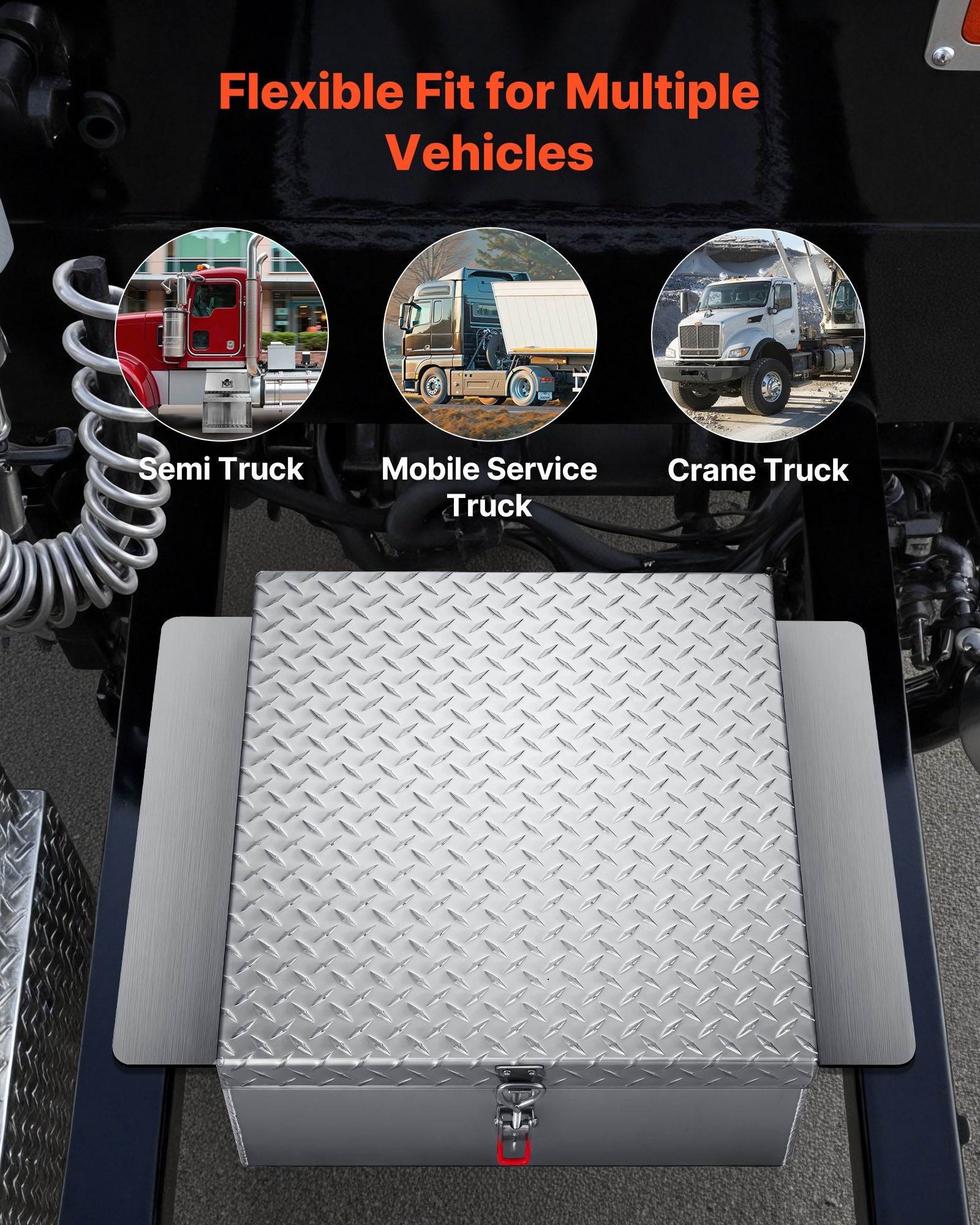 Truck Bed Tool Box, Heavy Duty Aluminum Tool Box with Diamond Plate, Storage Toolbox Chest Organizer Supports up to 100 kg, Ideal for Pickup, Truck Bed, RV, Trailer, 770 x 610 x 230 mm, Silver - Image 6