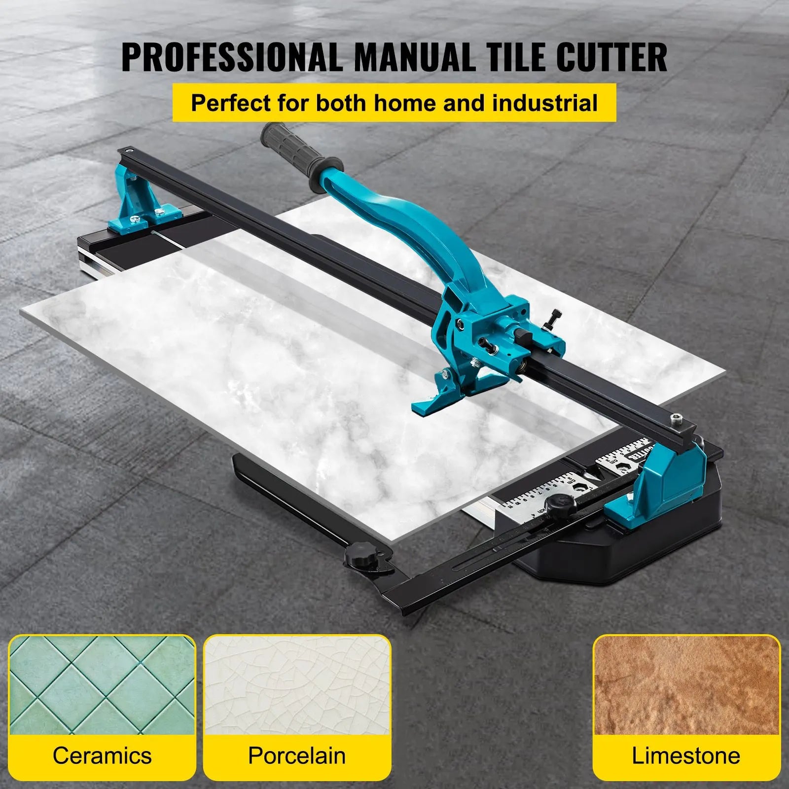 Tile Cutter 47in Cutting Tool w/ Laser Guide Single Rail Double Brackets - Image 2