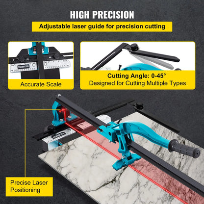 Tile Cutter 47in Cutting Tool w/ Laser Guide Single Rail Double Brackets - Image 4