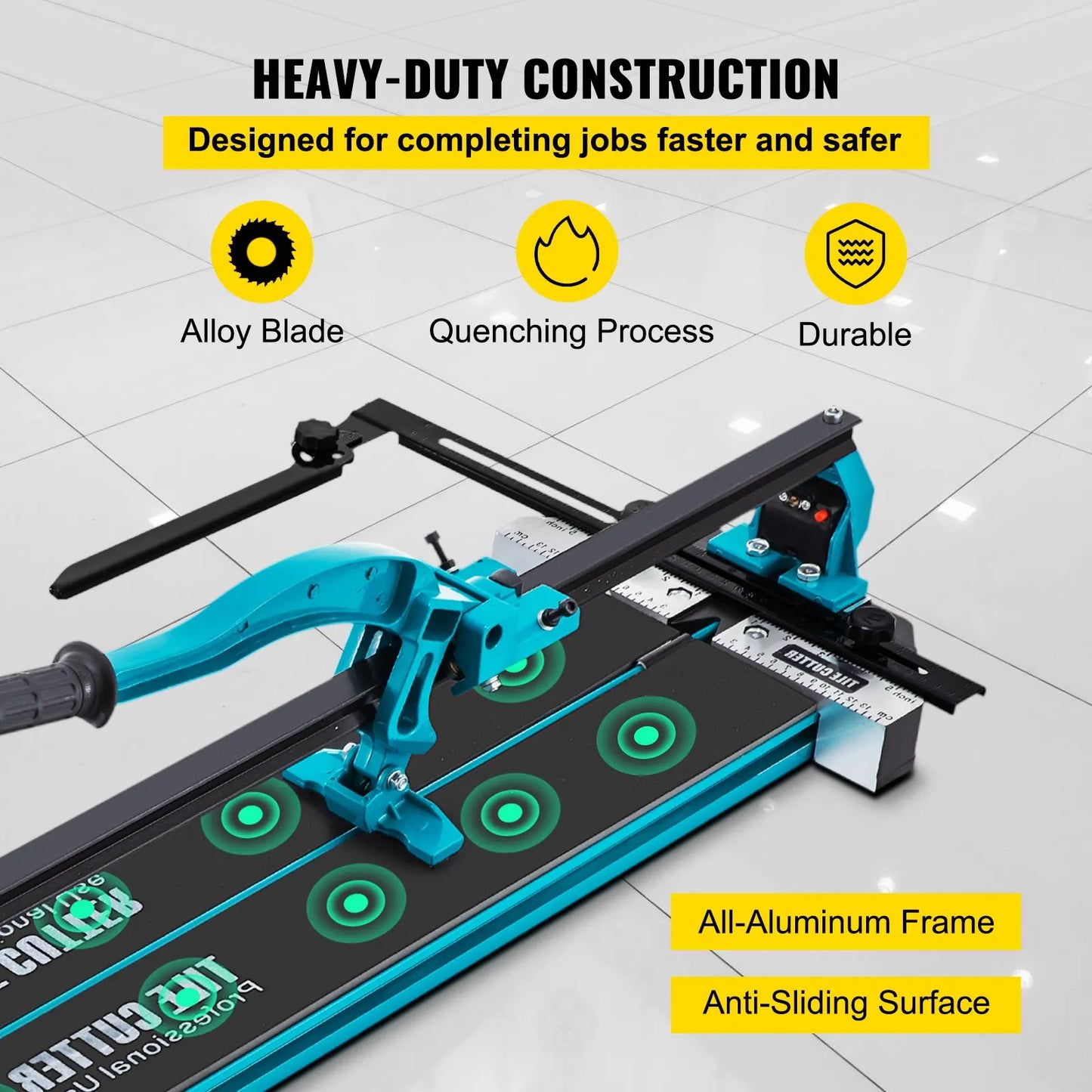 Tile Cutter 47in Cutting Tool w/ Laser Guide Single Rail Double Brackets - Image 5