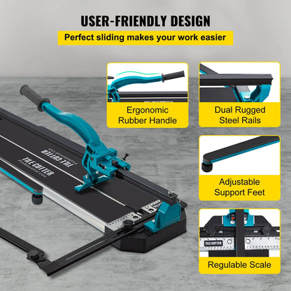 Tile Cutter 47in Cutting Tool w/ Laser Guide Single Rail Double Brackets - Image 6