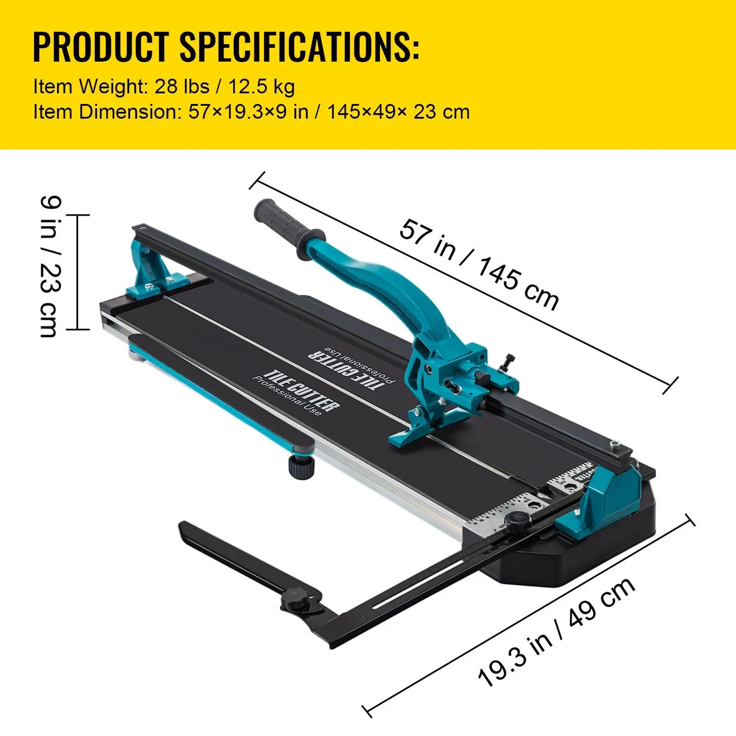 Tile Cutter 47in Cutting Tool w/ Laser Guide Single Rail Double Brackets - Image 7