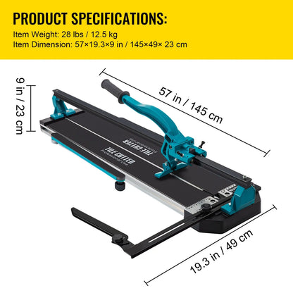 Tile Cutter 47in Cutting Tool w/ Laser Guide Single Rail Double Brackets - Image 7