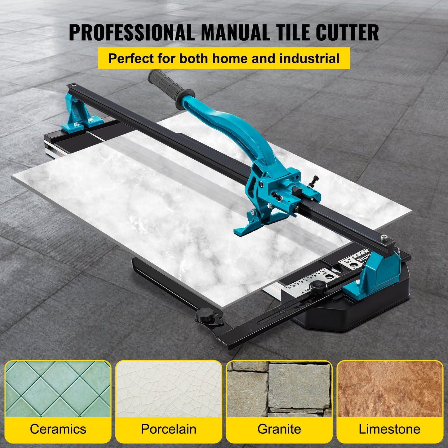 Tile Cutter 24in Cutting Tool w/ Laser Guide Single Rail Double Brackets - Image 2