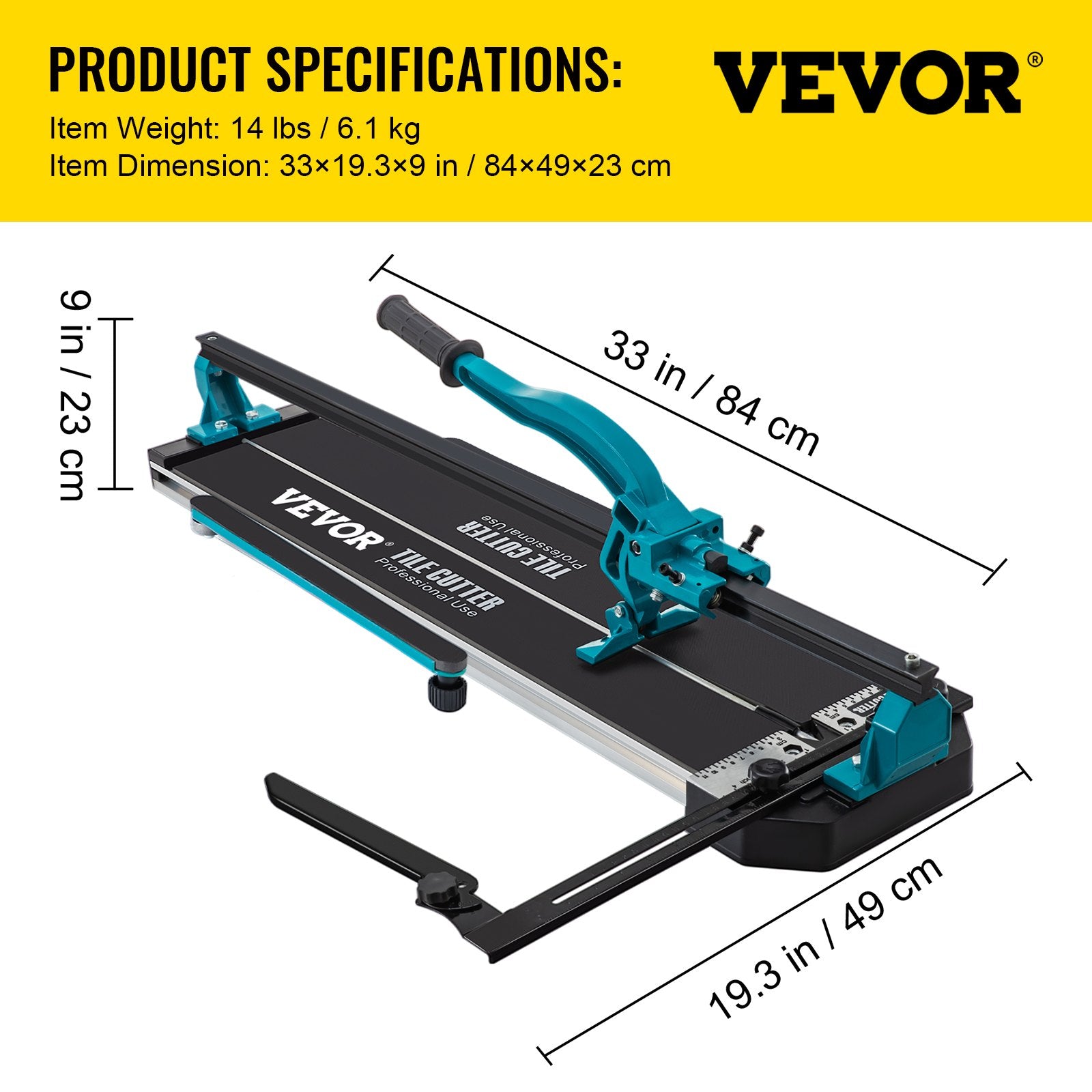 Tile Cutter 24in Cutting Tool w/ Laser Guide Single Rail Double Brackets - Image 7