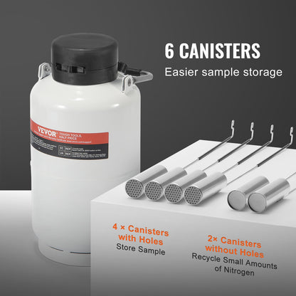 Liquid Nitrogen Tank, 3 L Aluminum Alloy Liquid Nitrogen Container, LN2 Tank Dewar with 6 Canisters and Carry Bag with Straps, Cryogenic Tank for Beauty Industry, Semen Preservation, Scientific - Image 5