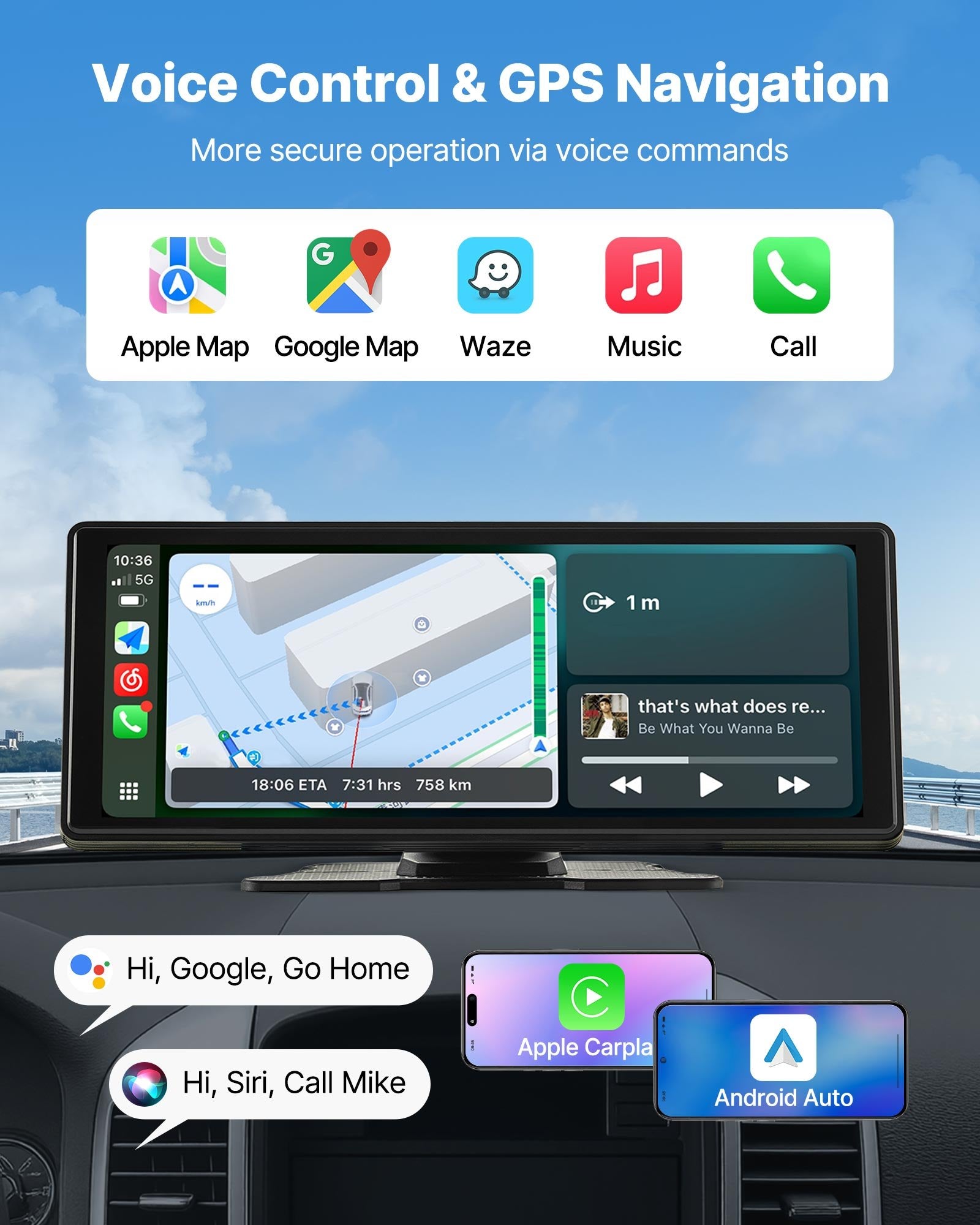 Car Stereo Radio CarPlay Touchscreen 254 mm Apple Android Auto Bluetooth - Image 3
