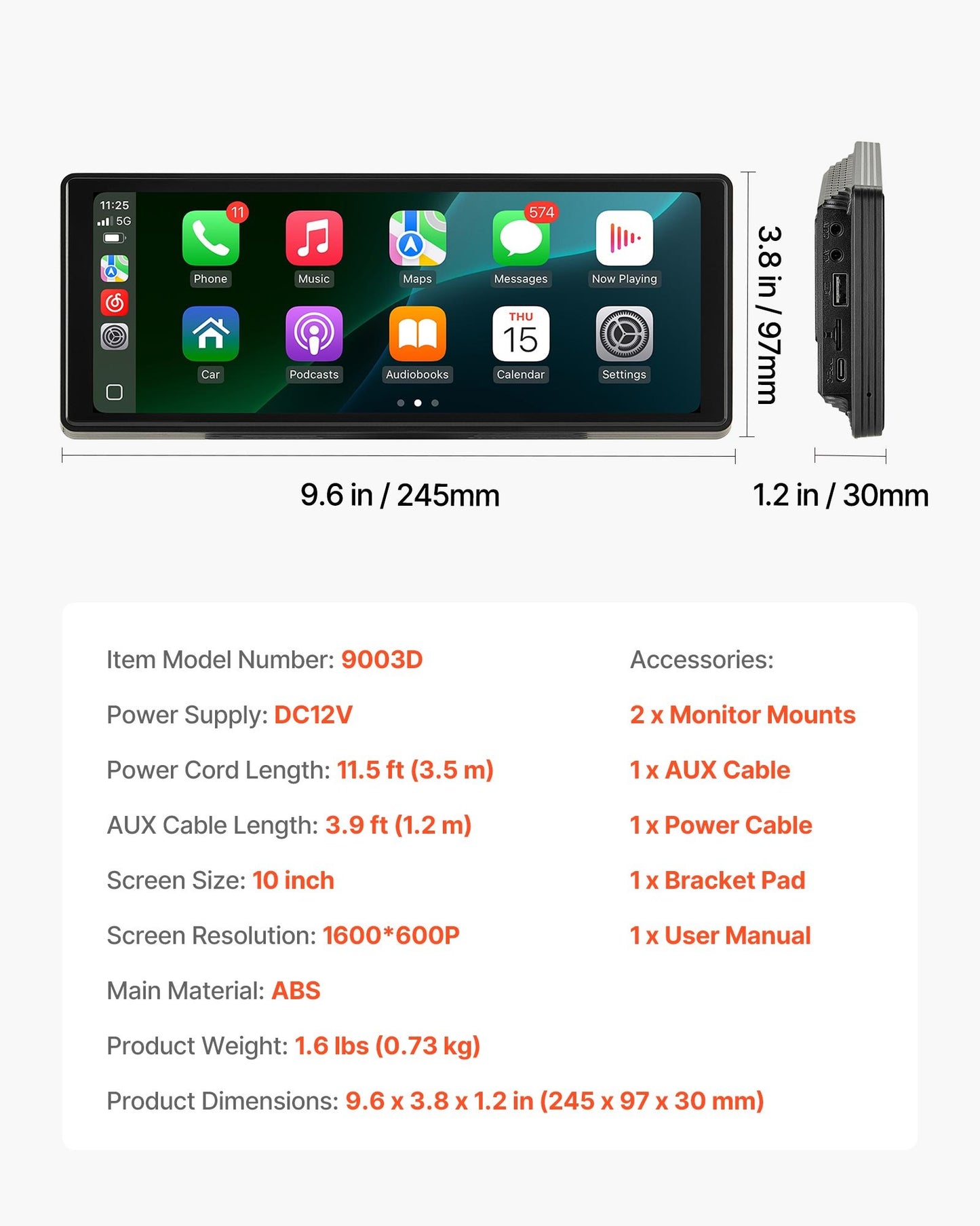 Car Stereo Radio CarPlay Touchscreen 254 mm Apple Android Auto Bluetooth - Image 7