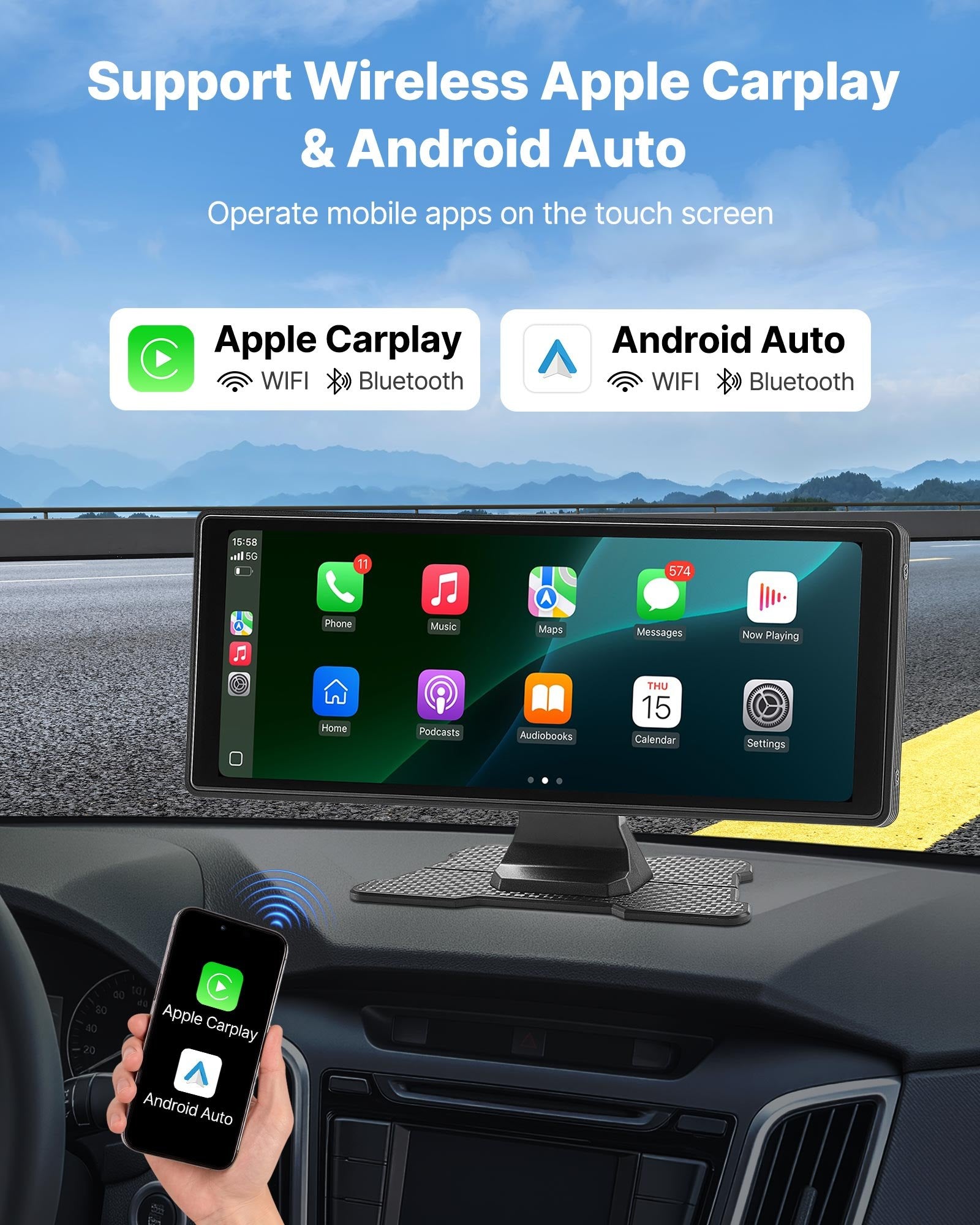 Car Stereo Radio CarPlay Touchscreen 254mm Apple Android Front/Rear Camera - Image 2