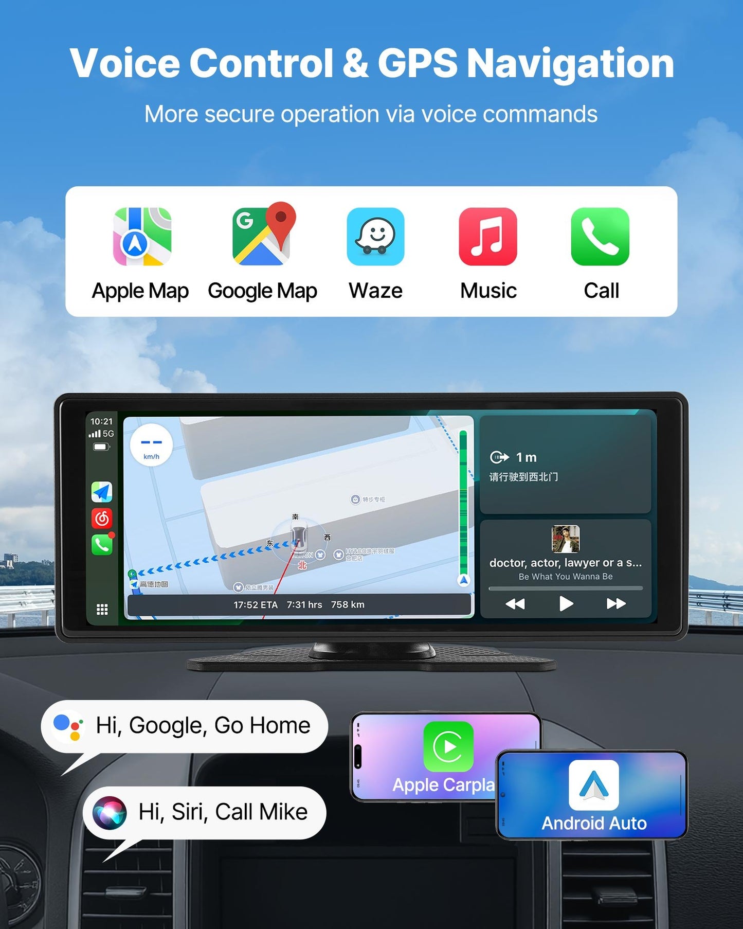 Car Stereo Radio CarPlay Touchscreen 254mm Apple Android Front/Rear Camera - Image 3
