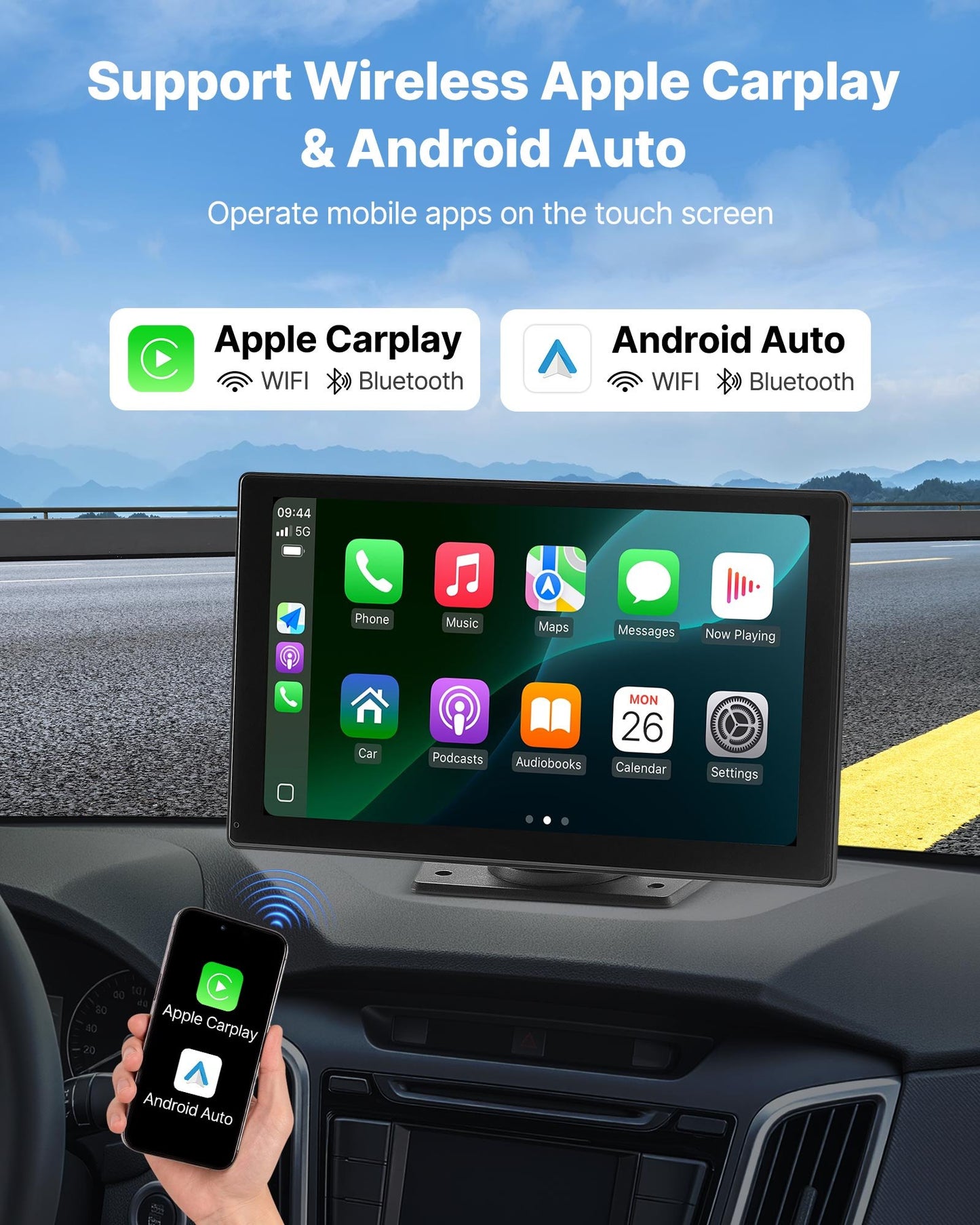 Car Stereo Radio CarPlay Touchscreen 228.6 mm Apple Android Backup Camera - Image 2
