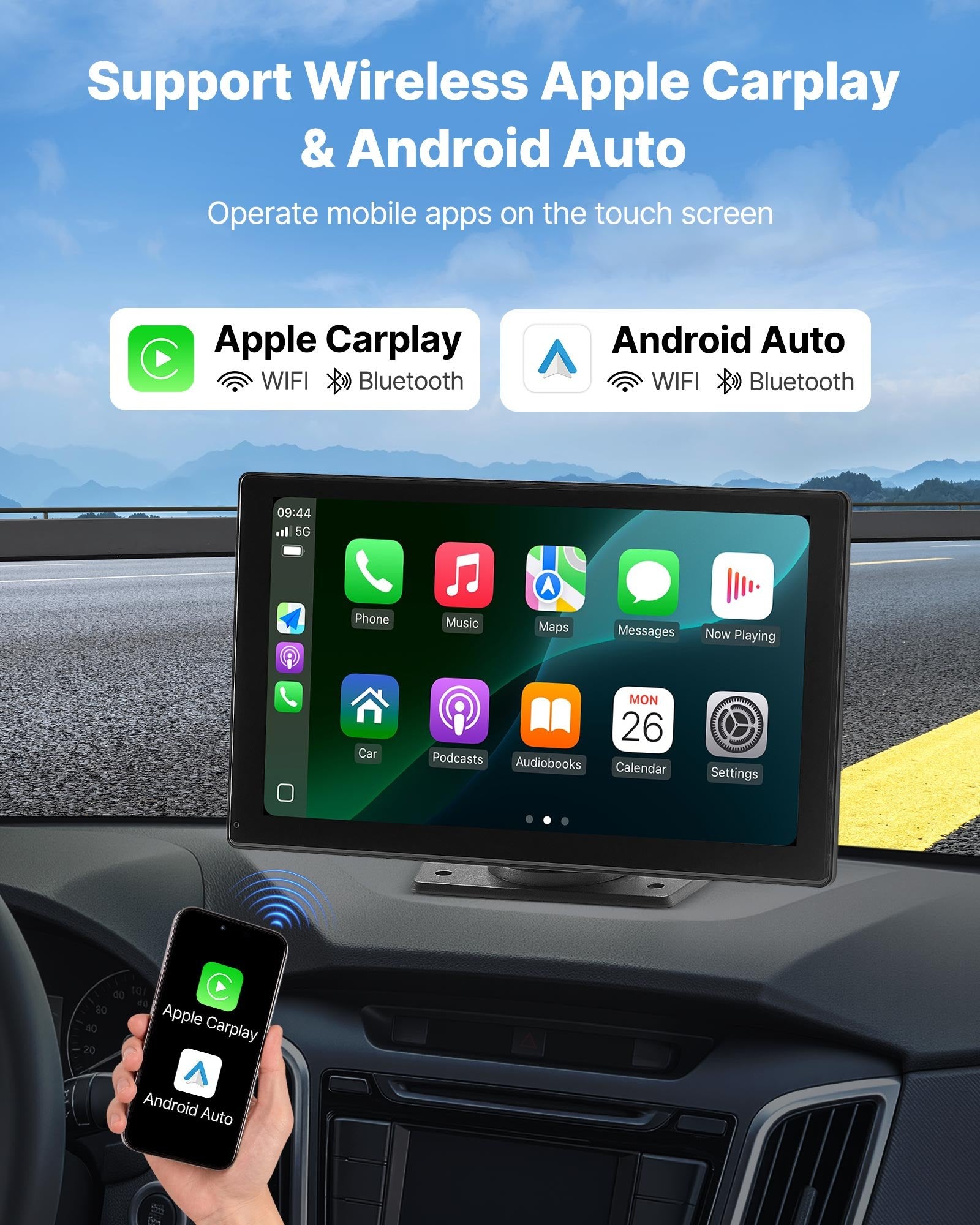 Car Stereo Radio CarPlay Touchscreen 228.6 mm Apple Android Backup Camera - Image 2