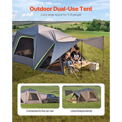 SUV Tent for Camping, 10FT L x 10FT W, Waterproof PU2000mm Spacious Double Layer Design for 5-8 Person, SUV Camping Tent with Shade Awning and Mesh Windows, Includes Rainfly and Storage Bag - Image 2