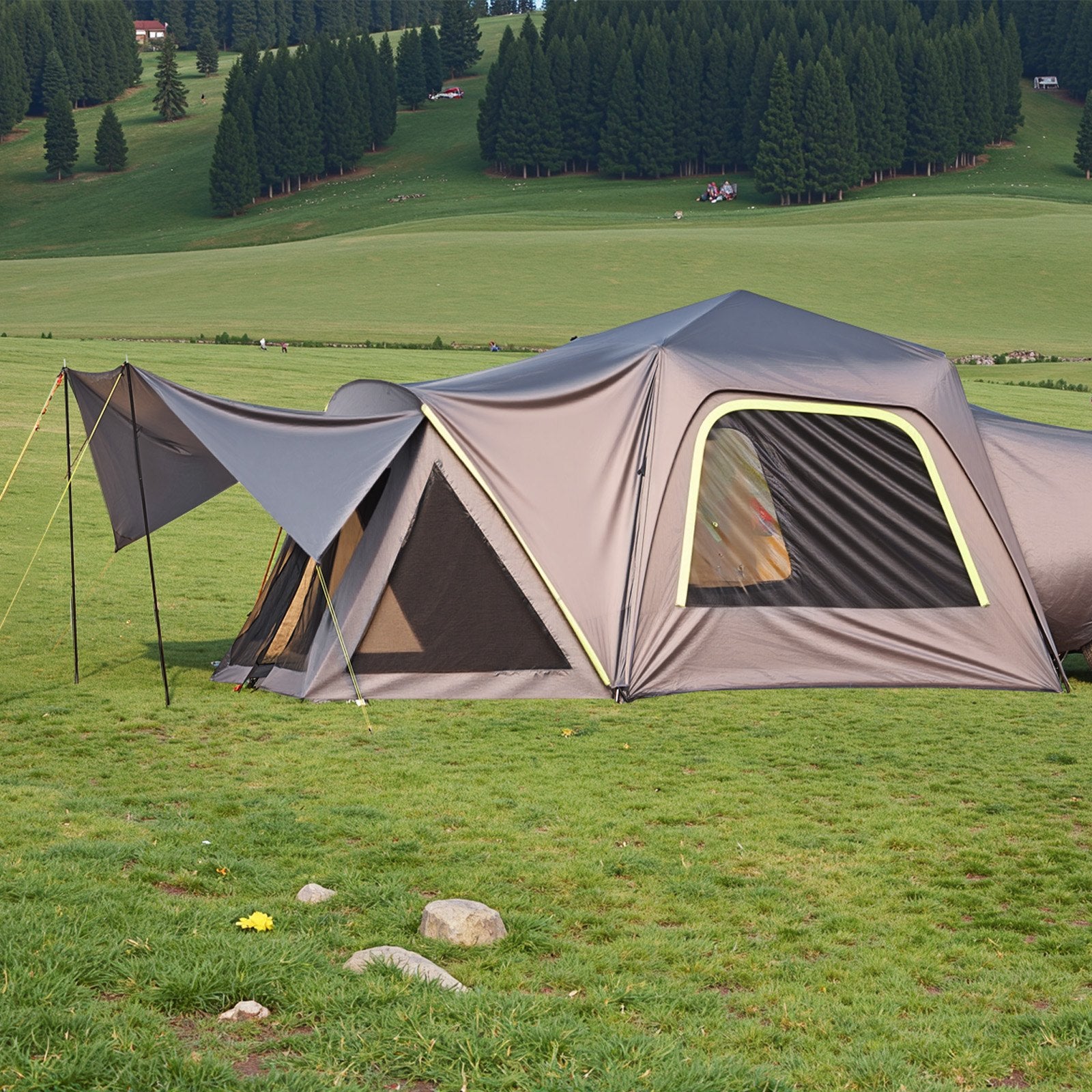 SUV Tent for Camping, 10FT L x 10FT W, Waterproof PU2000mm Spacious Double Layer Design for 5-8 Person, SUV Camping Tent with Shade Awning and Mesh Windows, Includes Rainfly and Storage Bag - Image 8