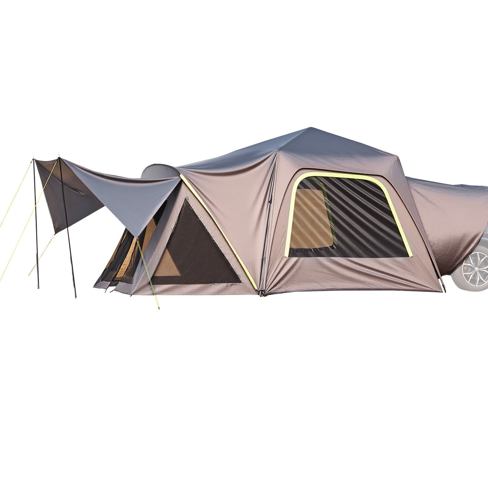 SUV Tent for Camping, 10FT L x 10FT W, Waterproof PU2000mm Spacious Double Layer Design for 5-8 Person, SUV Camping Tent with Shade Awning and Mesh Windows, Includes Rainfly and Storage Bag - Image 9