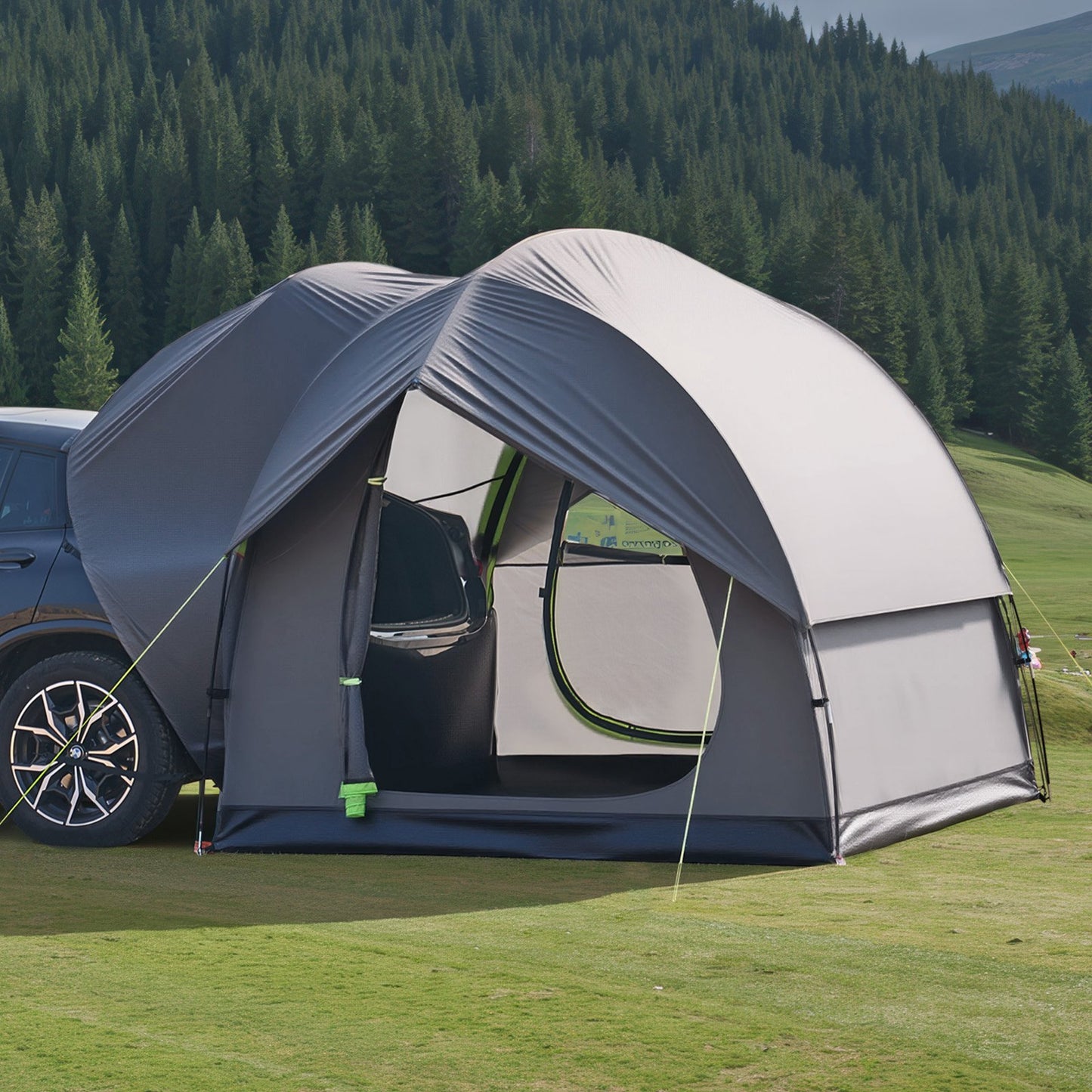SUV Tent for Camping, 8FT L x 8FT W, Waterproof PU2000mm Spacious Double Layer Design for 5-8 Person, SUV Camping Tent with Mesh Windows, Includes Rainfly & Storage Bag, for Outdoor Activities - Image 8