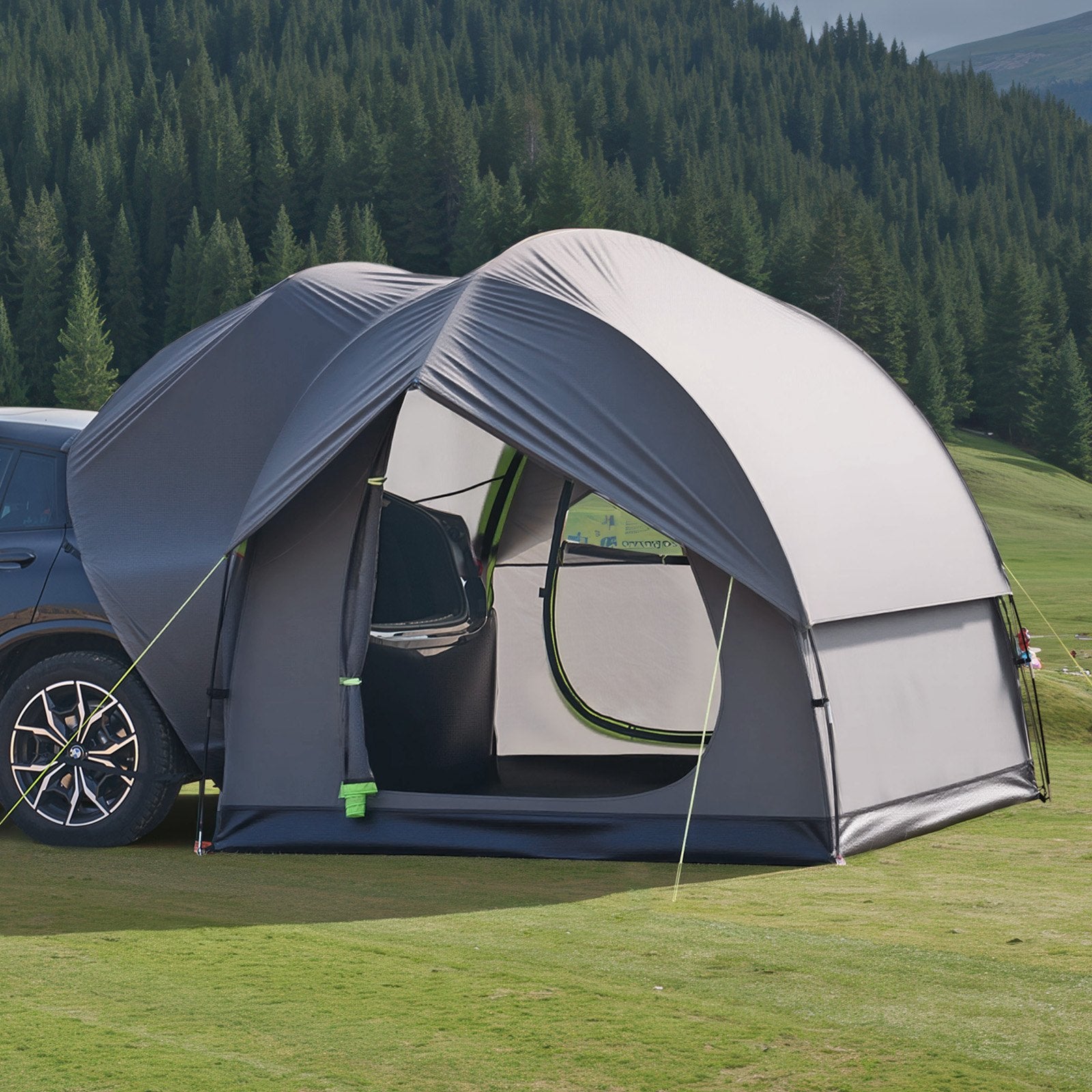 SUV Tent for Camping, 8FT L x 8FT W, Waterproof PU2000mm Spacious Double Layer Design for 5-8 Person, SUV Camping Tent with Mesh Windows, Includes Rainfly & Storage Bag, for Outdoor Activities - Image 8
