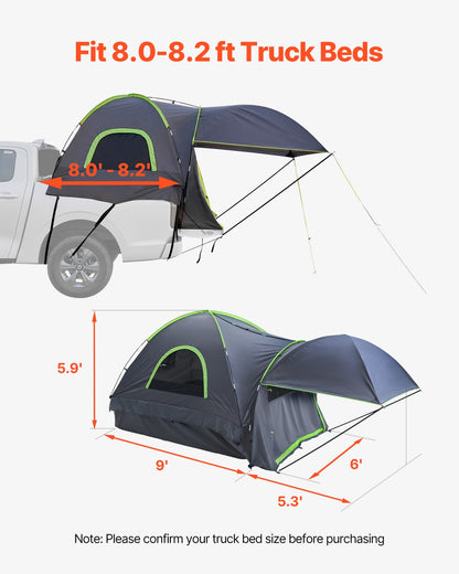 Truck Tent 8.0-8.2ft Waterproof PU2000 Truck Bed Camping Tent 2-3 Person - Image 3