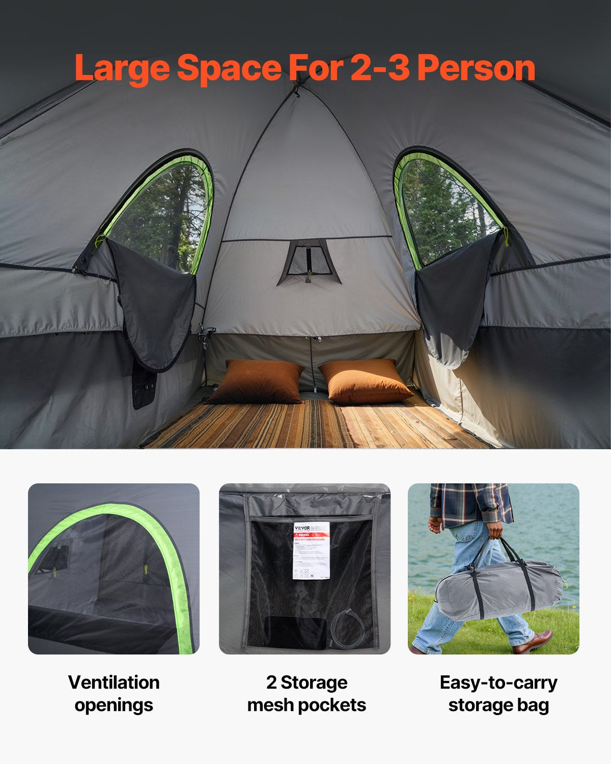 Truck Tent 8.0-8.2ft Waterproof PU2000 Truck Bed Camping Tent 2-3 Person - Image 6