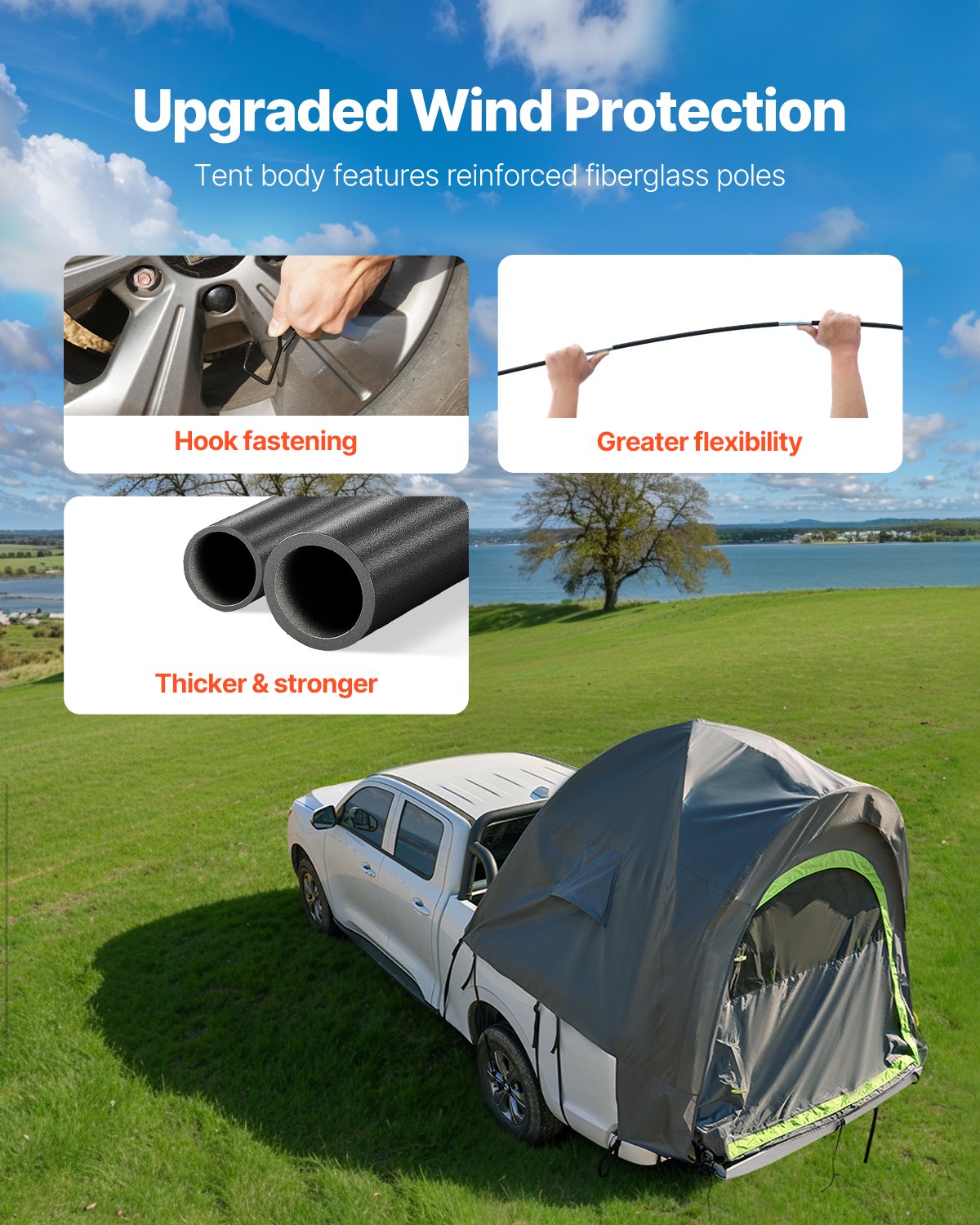 Truck Tent 5.5-6.0ft Waterproof PU2000 Truck Bed Camping Tent 2-3 Person - Image 4
