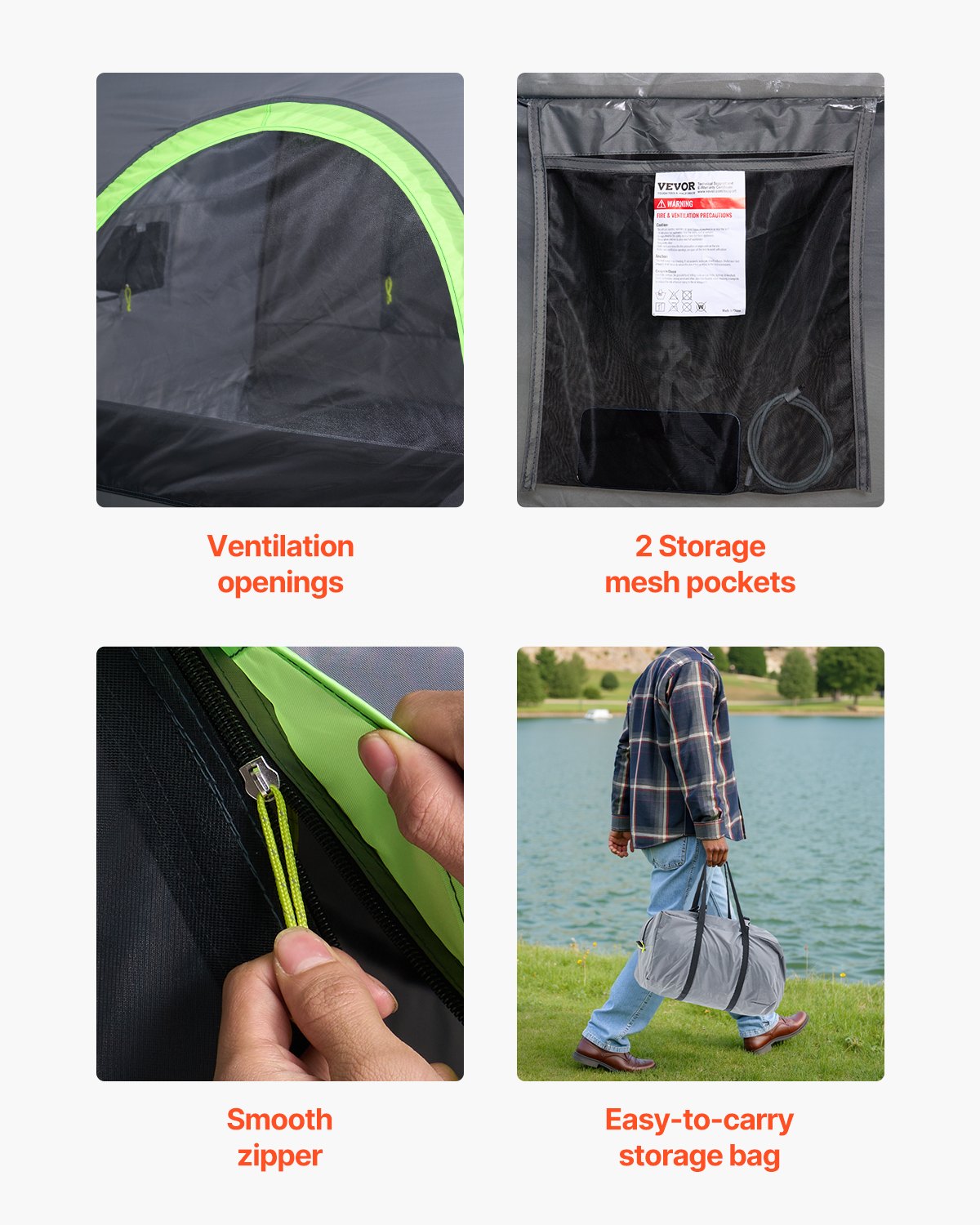 Truck Tent 5.5-6.0ft Waterproof PU2000 Truck Bed Camping Tent 2-3 Person - Image 6