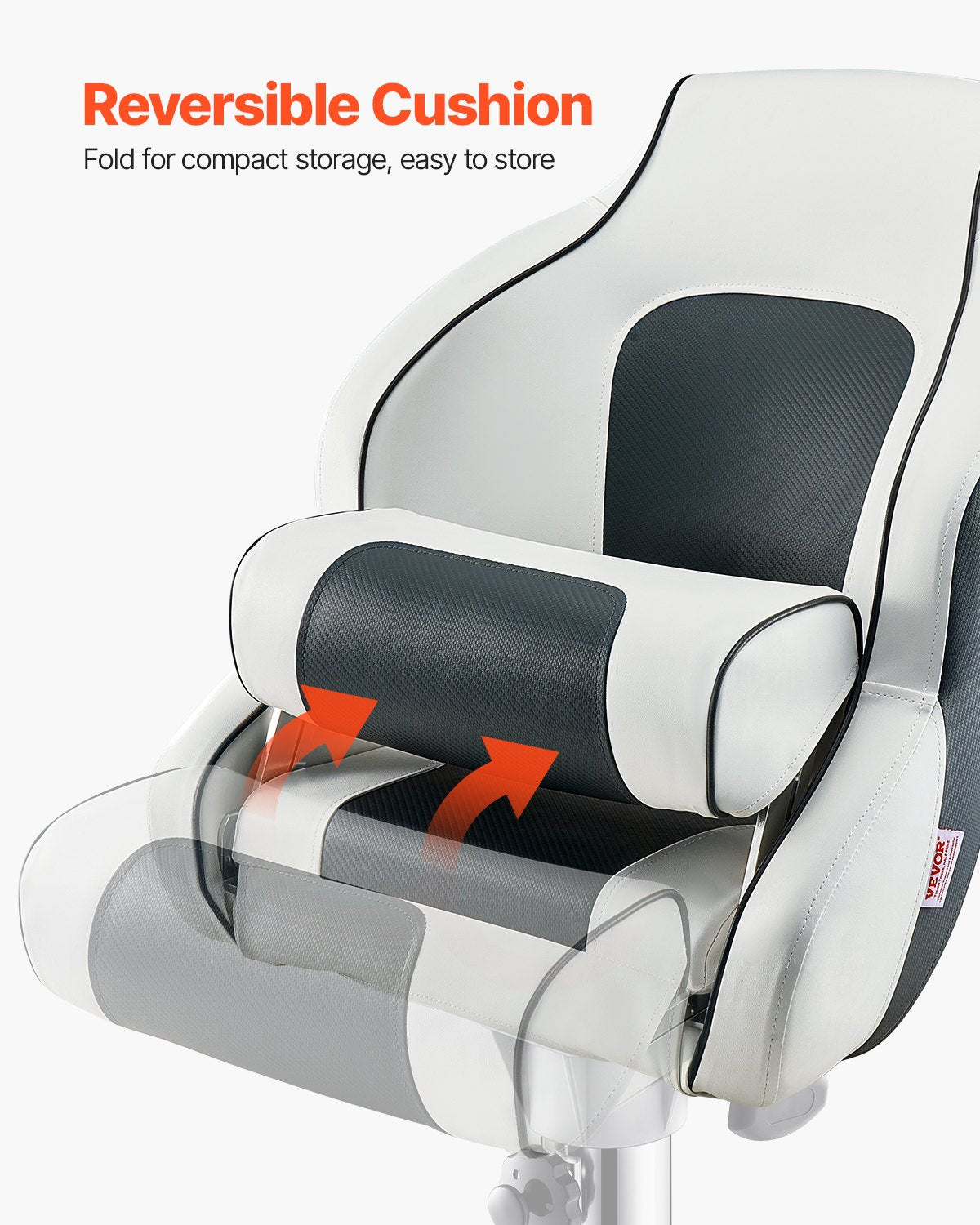 Boat Seat, High Backrest, Flip Up Boat Seat Captain Bucket Seat with Thickened Sponge Cushion & Waterproof PVC Leather, Ergonomic Design, Folding Boat Seat for Boats, Yachts, Ships, White & Grey - Image 4