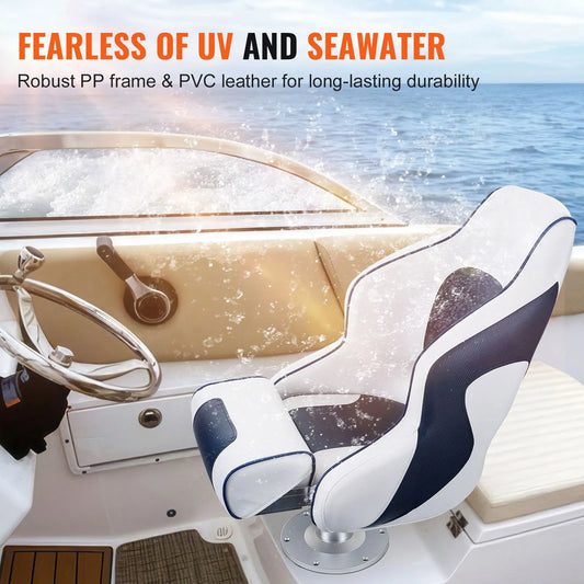 Captain Bucket Seat Boat Seat, Flip Up Boat Seat, with Thickened Sponge Padding, Flip-up Bolster Boat Captain Chair for Fishing Boat, Sightseeing Boat, Speedboat, Canoe, 1-Piece - Image 4