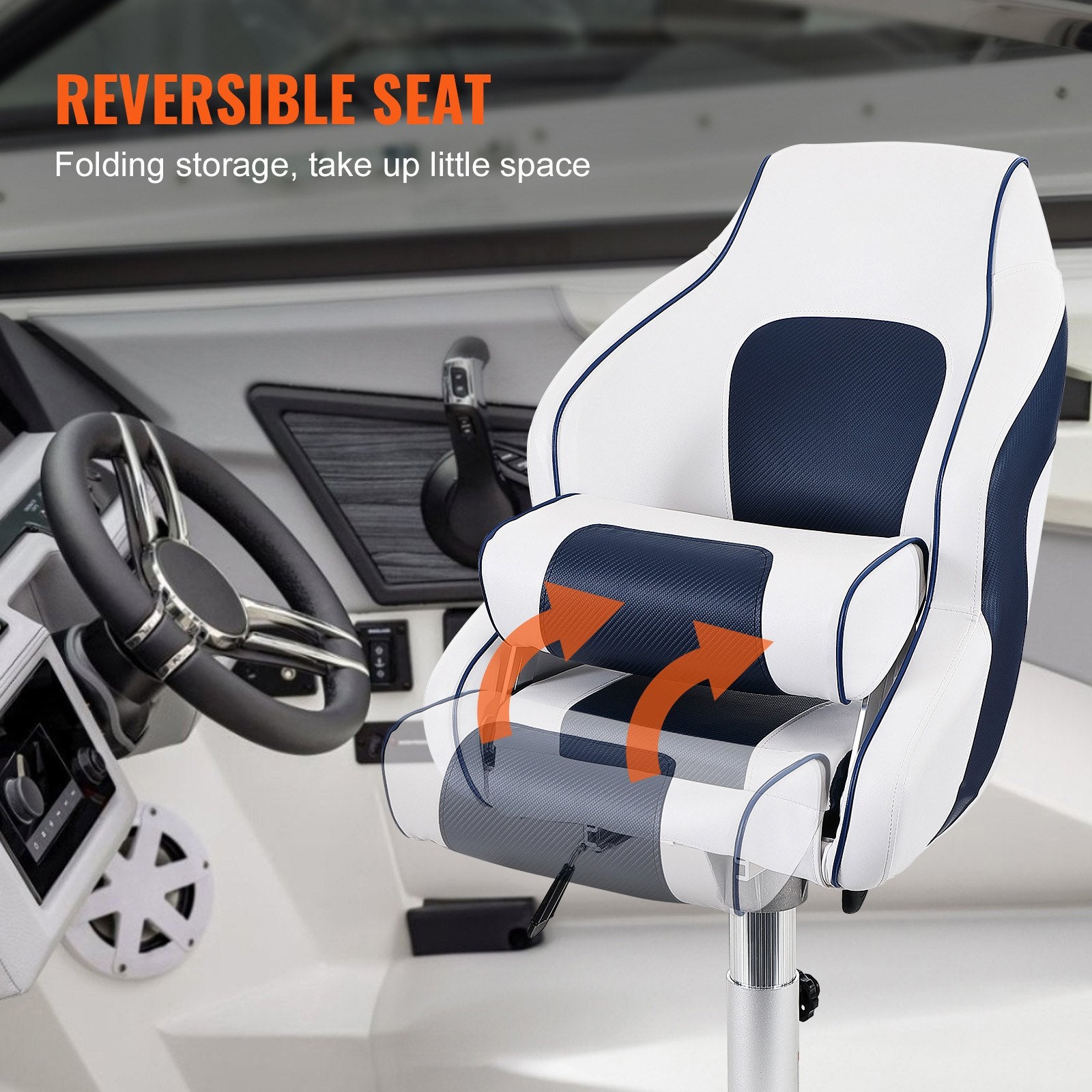 Captain Bucket Seat Boat Seat, Flip Up Boat Seat, with Thickened Sponge Padding, Flip-up Bolster Boat Captain Chair for Fishing Boat, Sightseeing Boat, Speedboat, Canoe, 1-Piece - Image 5