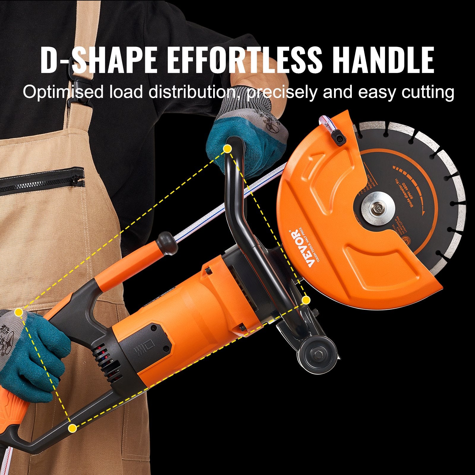 Electric Concrete Saw, 9 in, 2000 W 15 A Motor Circular Saw Cutter with 3.5 in Cutting Depth, Wet/Dry Disk Saw Cutter Includes Water Line, Pump and Blade, for Stone, Brick - Image 6
