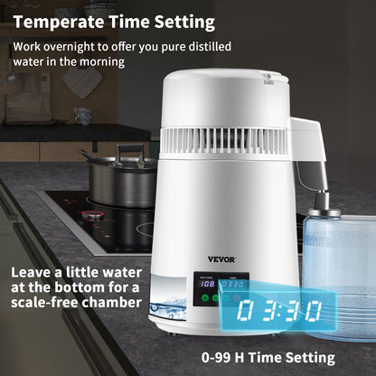 4L Water Distiller 1L/H Distilled Water Maker Timing & Temp Display White - Image 4