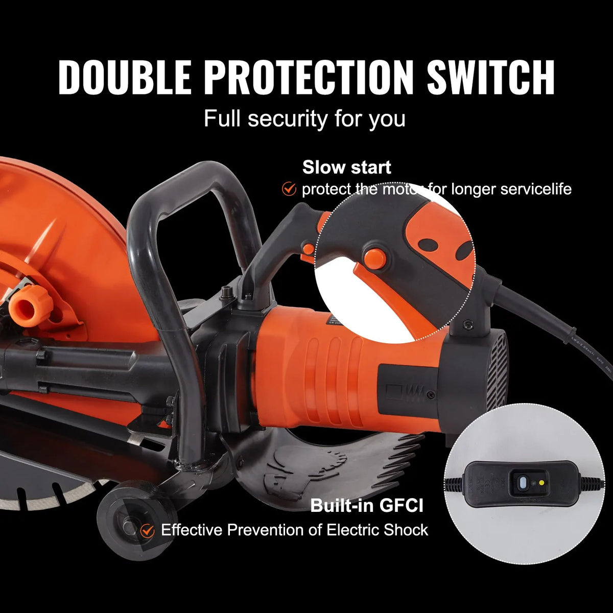 Electric Concrete Saw, 14 in, 2000 W Motor Circular Saw Cutter with Max. 5 in Adjustable Cutting Depth, Wet Disk Saw Cutter Includes Water Line, Pump and Blade, for Stone, Brick - Image 5
