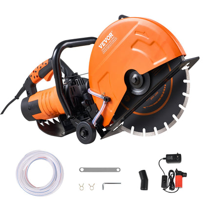Electric Concrete Saw, 14 in, 2000 W Motor Circular Saw Cutter with Max. 5 in Adjustable Cutting Depth, Wet Disk Saw Cutter Includes Water Line, Pump and Blade, for Stone, Brick - Image 9