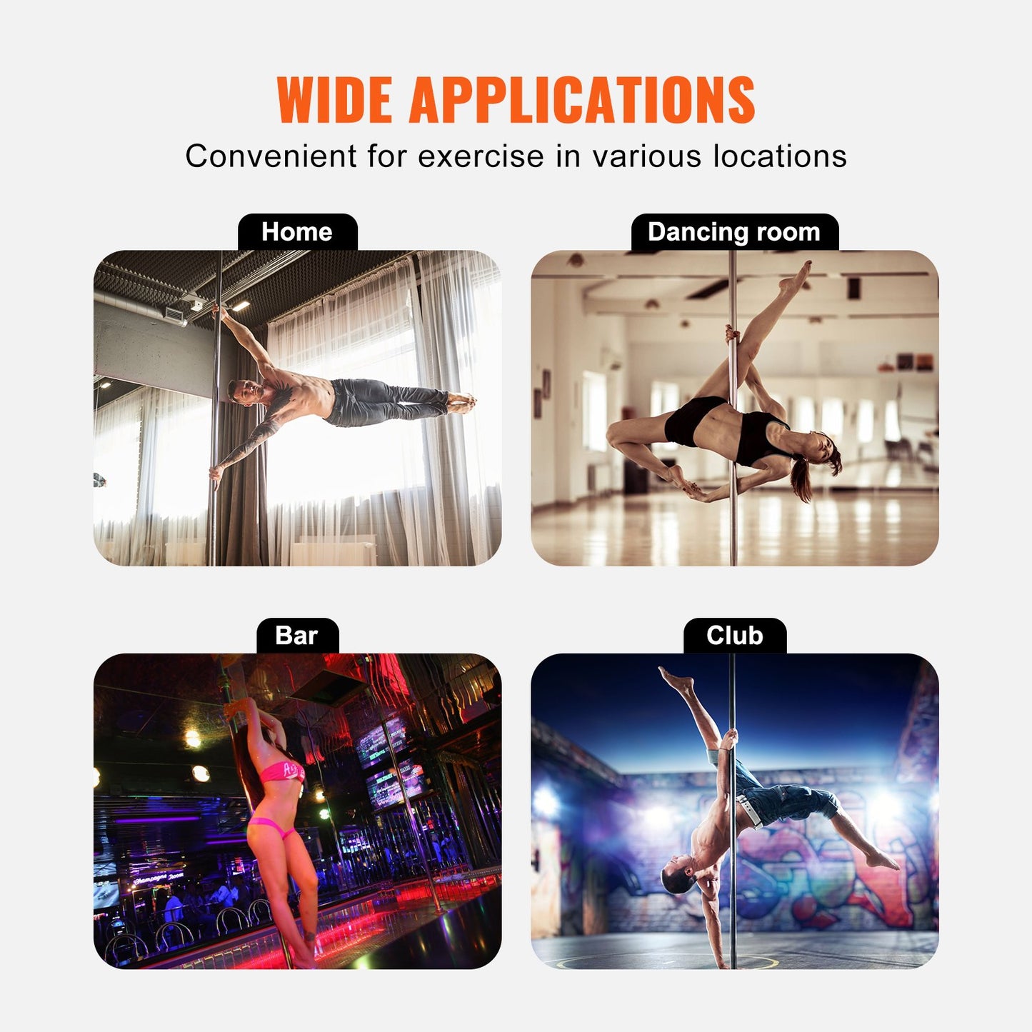 Professional Dancing Pole, Spinning Static Dancing Pole Kit, Portable Removable Pole, 45mm Heavy-Duty Stainless Steel Pole, Height Adjustable Fitness Pole, for Exercise Home Club Gym, Silver - Image 6