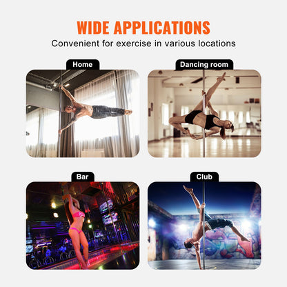 Professional Dancing Pole, Spinning Static Dancing Pole Kit, Portable Removable Pole, 45mm Heavy-Duty Stainless Steel Pole, Height Adjustable Fitness Pole, for Exercise Home Club Gym, Silver - Image 6